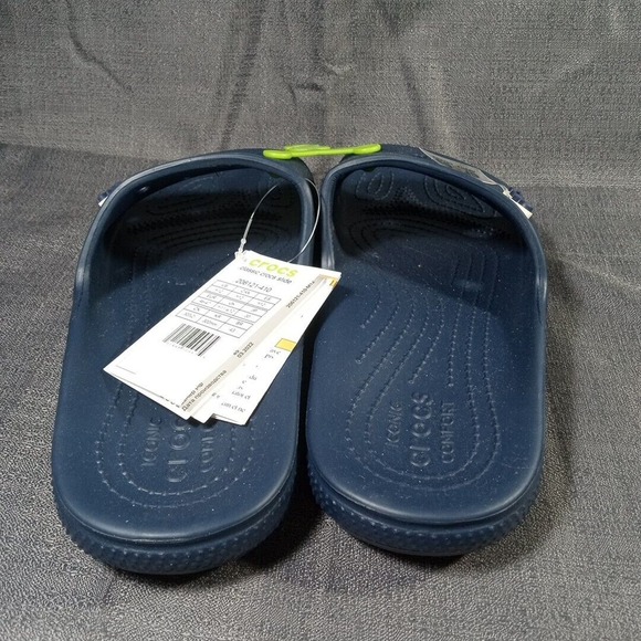 Crocs Classic Slides Sandals Mens Size 12 Blue Iconic Comfort + Jibbitz Charms - Picture 9 of 9